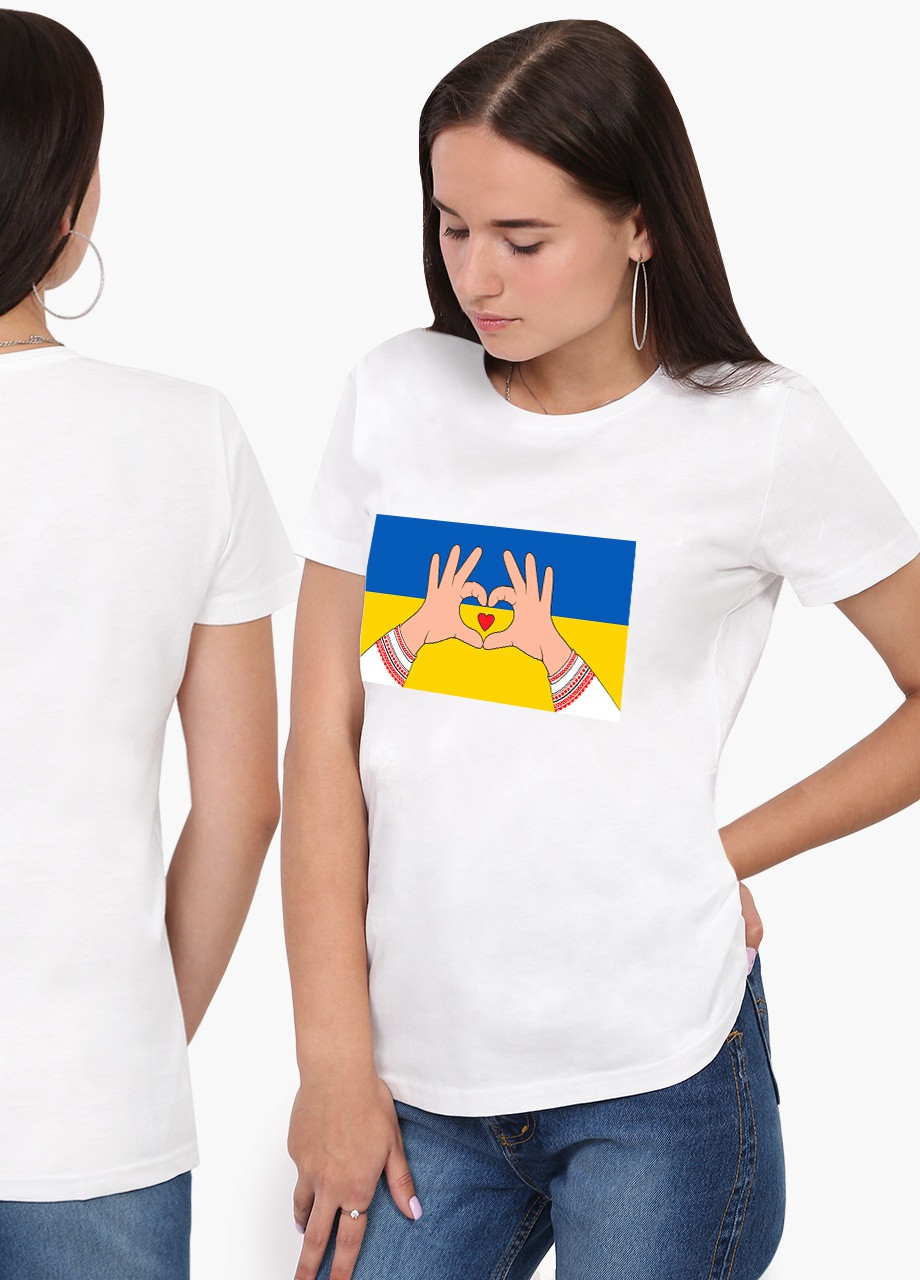 Біла демісезон футболка жіноча люблю україну (love ukraine) білий (8976-3690) s MobiPrint
