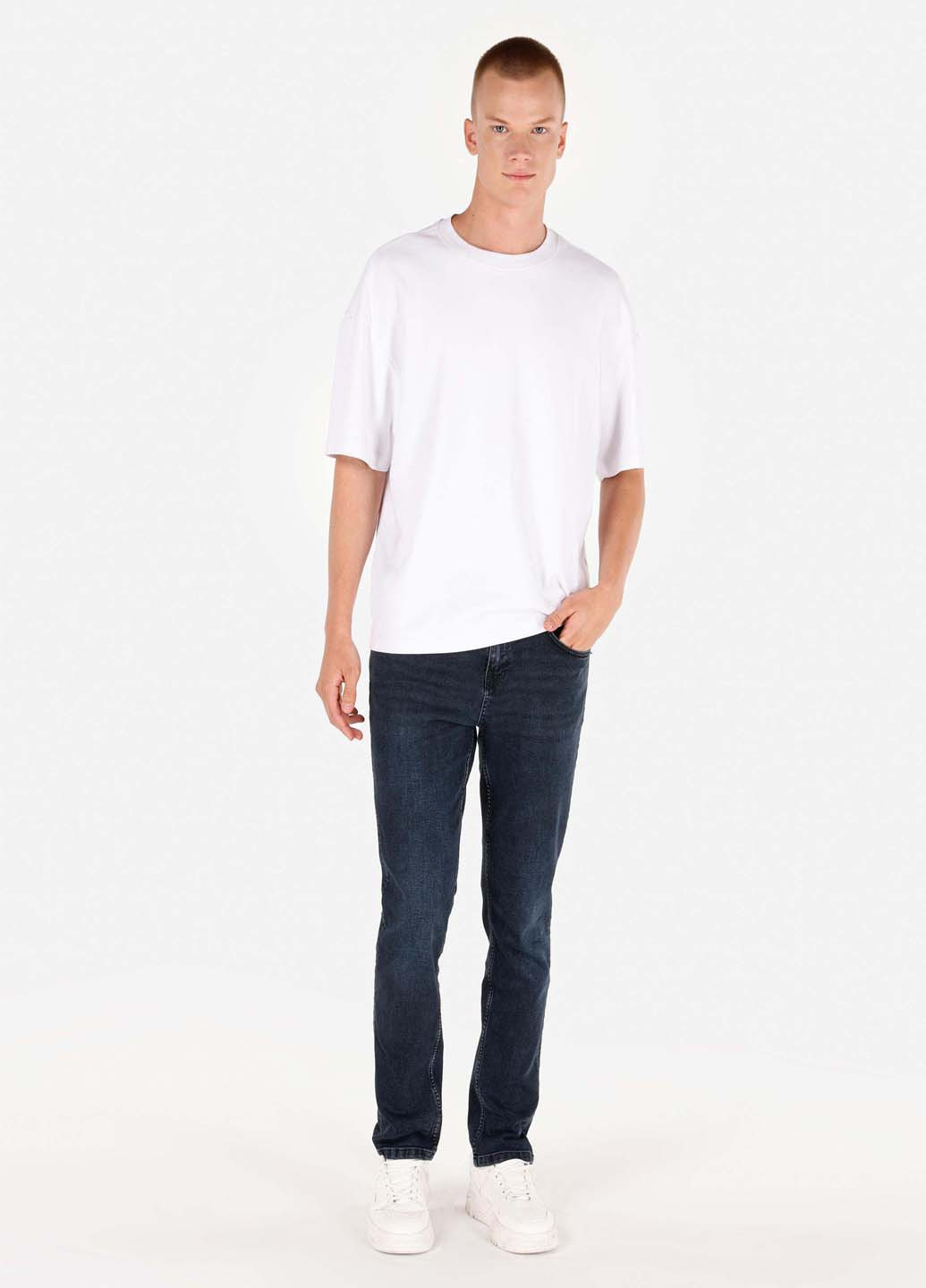 Темно-синие демисезонные слим джинсы Colin's