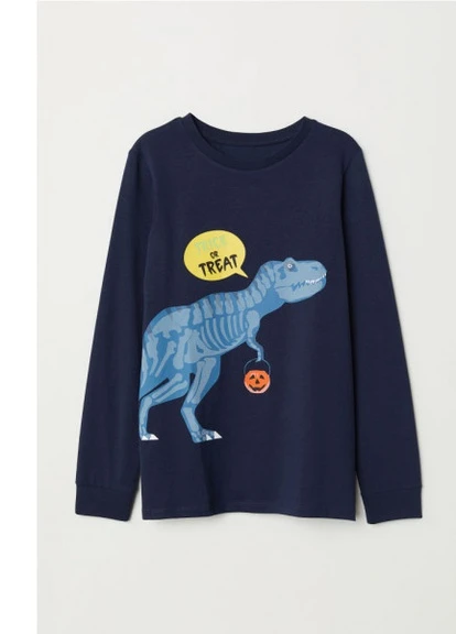 Футболка с длинными рукавами 5530 98-104 см Темно-синий H&M (225703894)