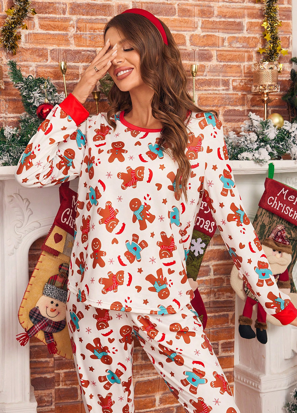 Біла зимня піжама (світшот, штани) SHEIN