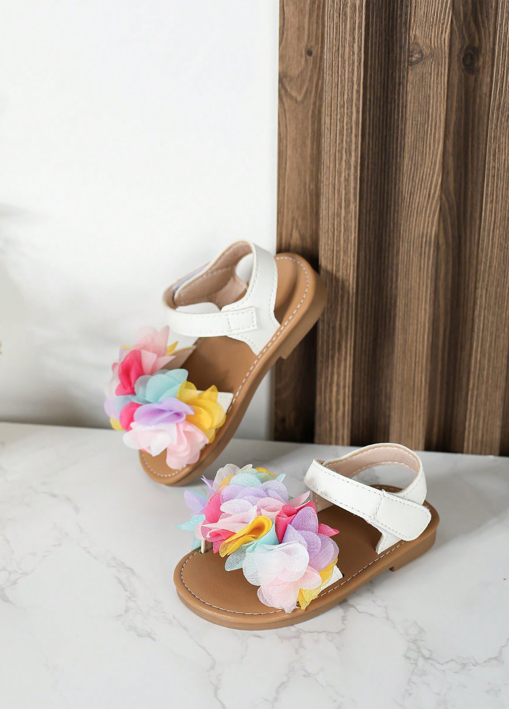 Белые кэжуал сандалии SHEIN на липучке