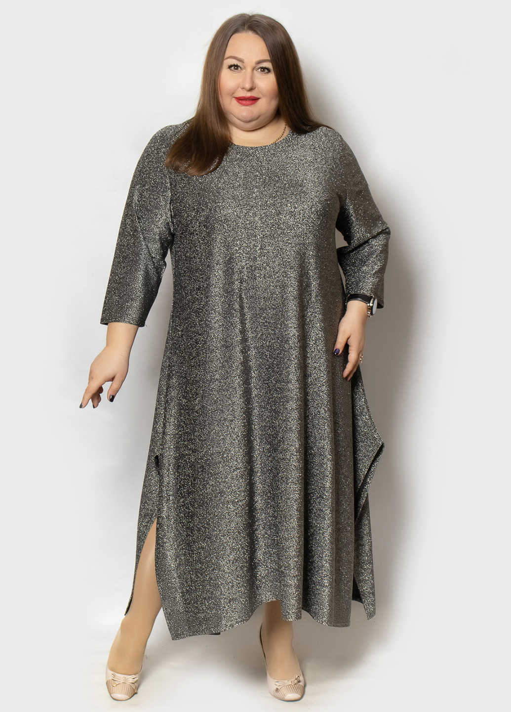 Серебряное кэжуал платье LibeAmore однотонное