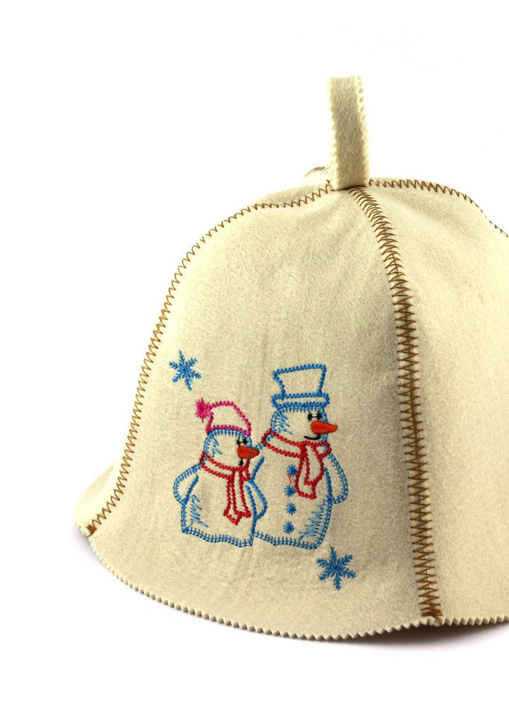Банная шапка "Снеговики", искусственный фетр, белый (LA-349) Luxyart (252611440)