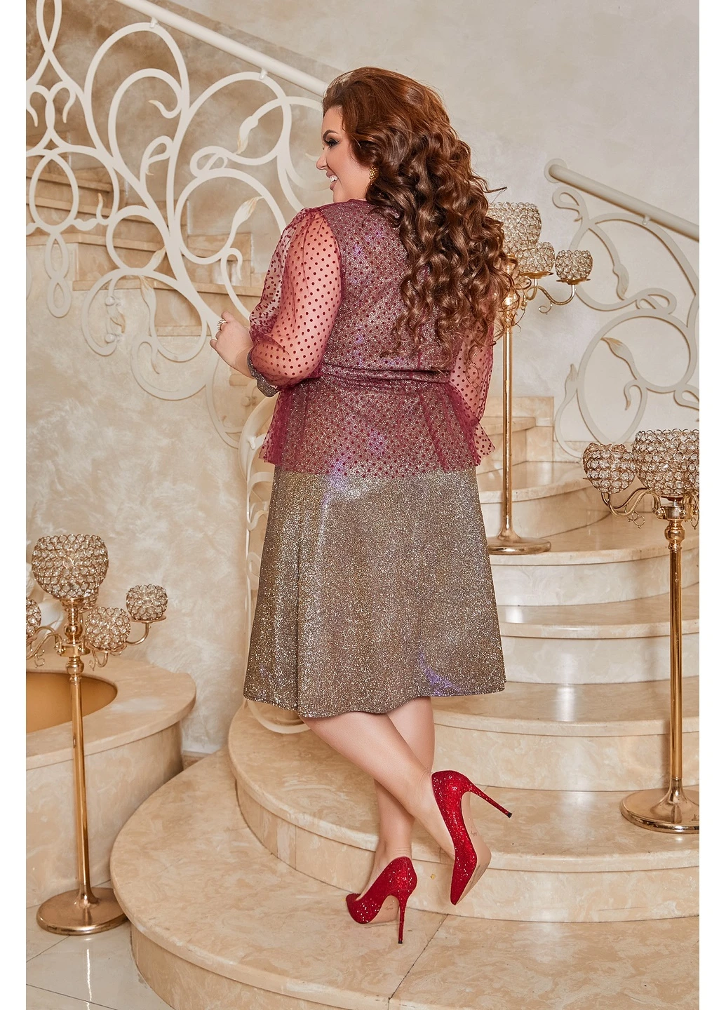 Бордовое кэжуал платье 212-2 64 бордовое N.N.C.Fashion однотонное