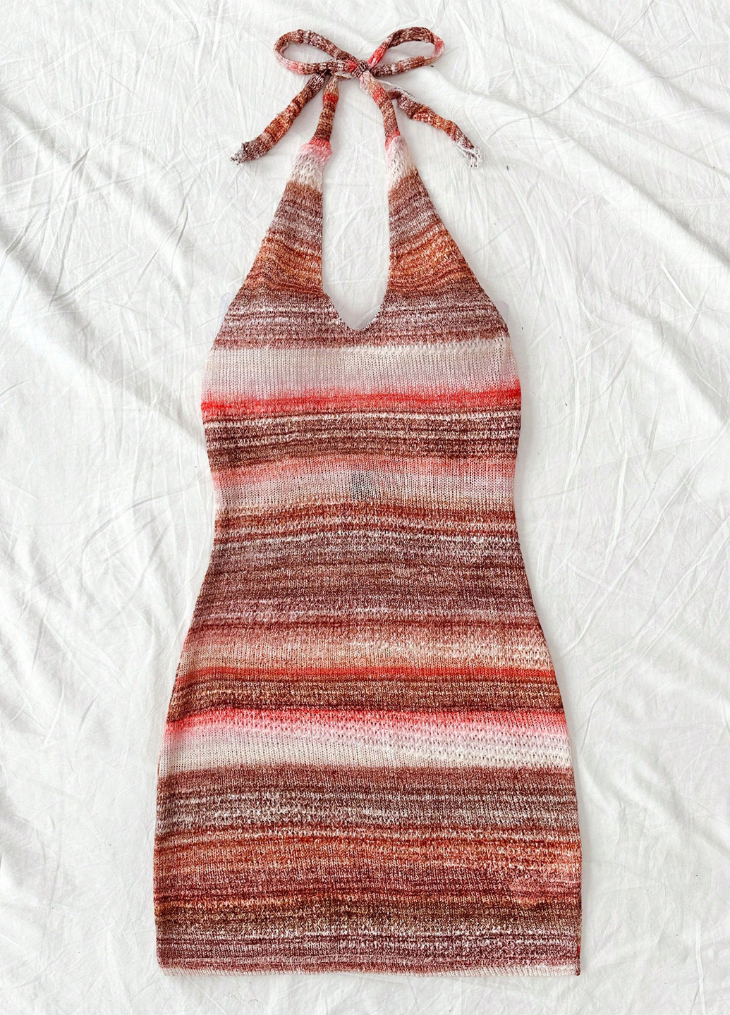 Комбинированное кэжуал платье с открытой спиной, силуэтная SHEIN в полоску