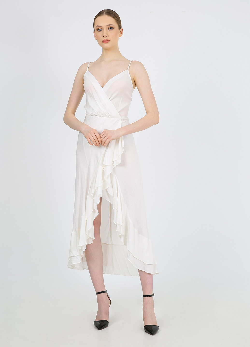 Білий кежуал сукня на запах Casalini однотонна