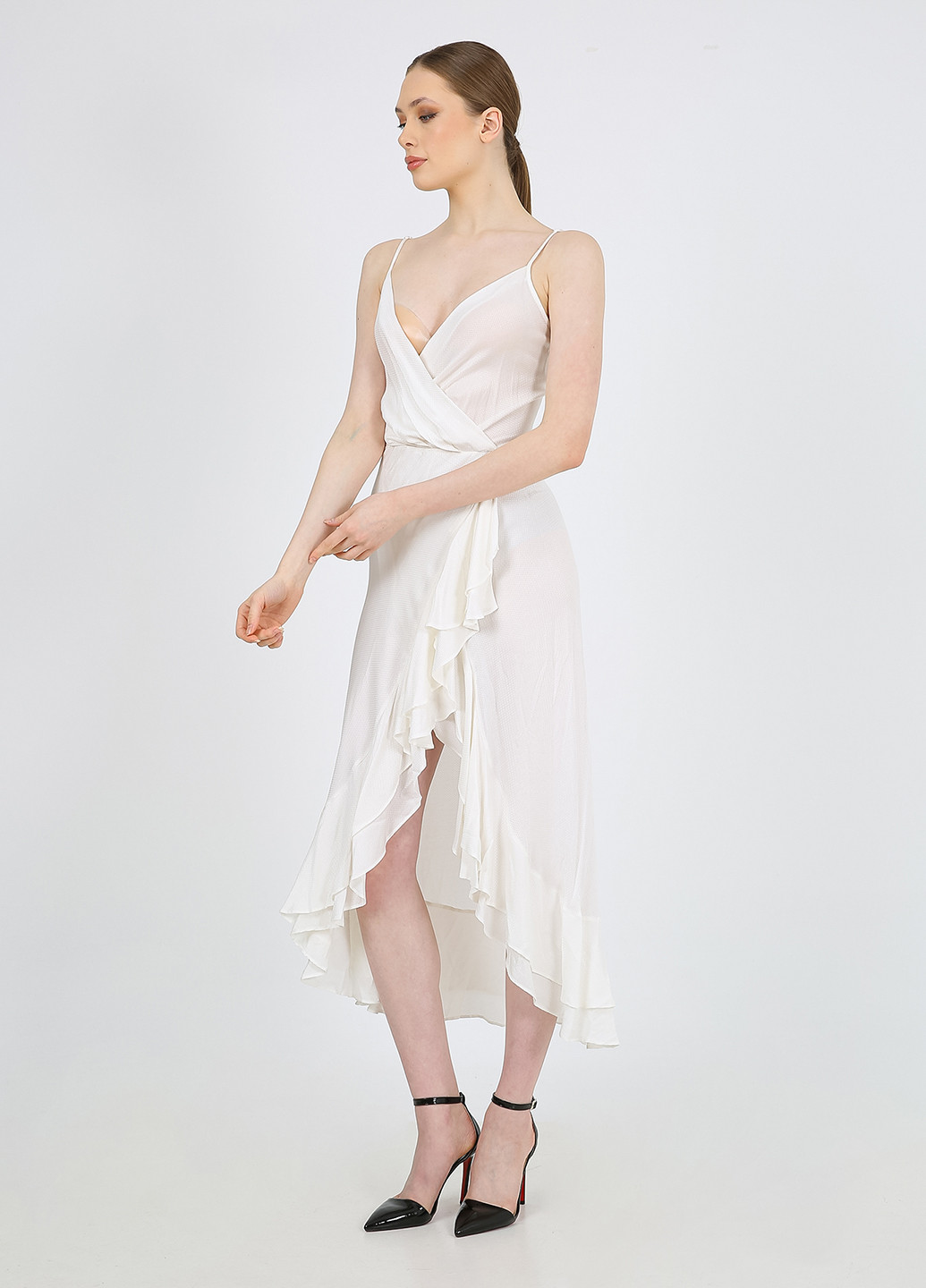 Білий кежуал сукня на запах Casalini однотонна