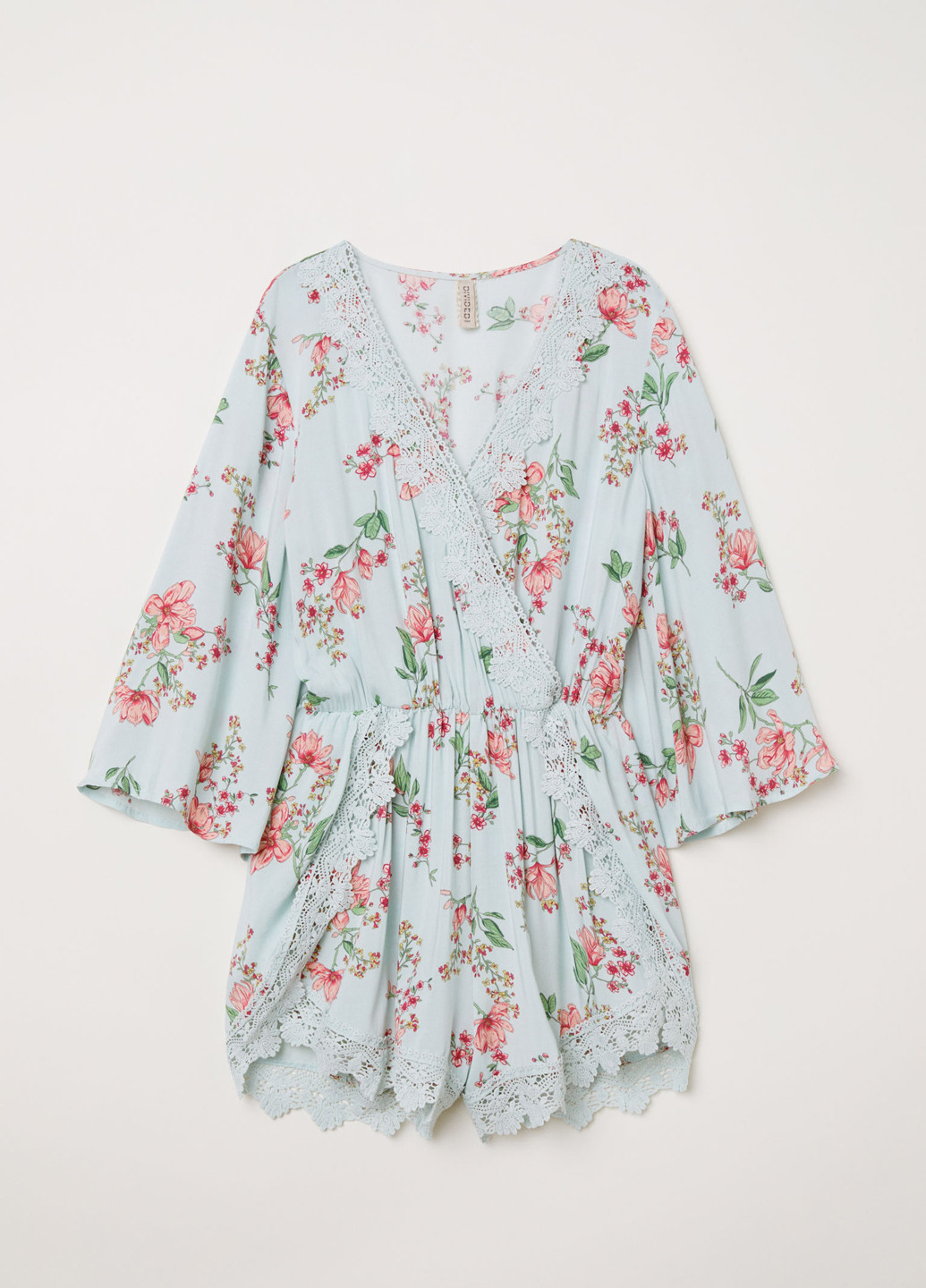 Комбинезон H&M комбинезон-шорты цветочный бирюзовый кэжуал