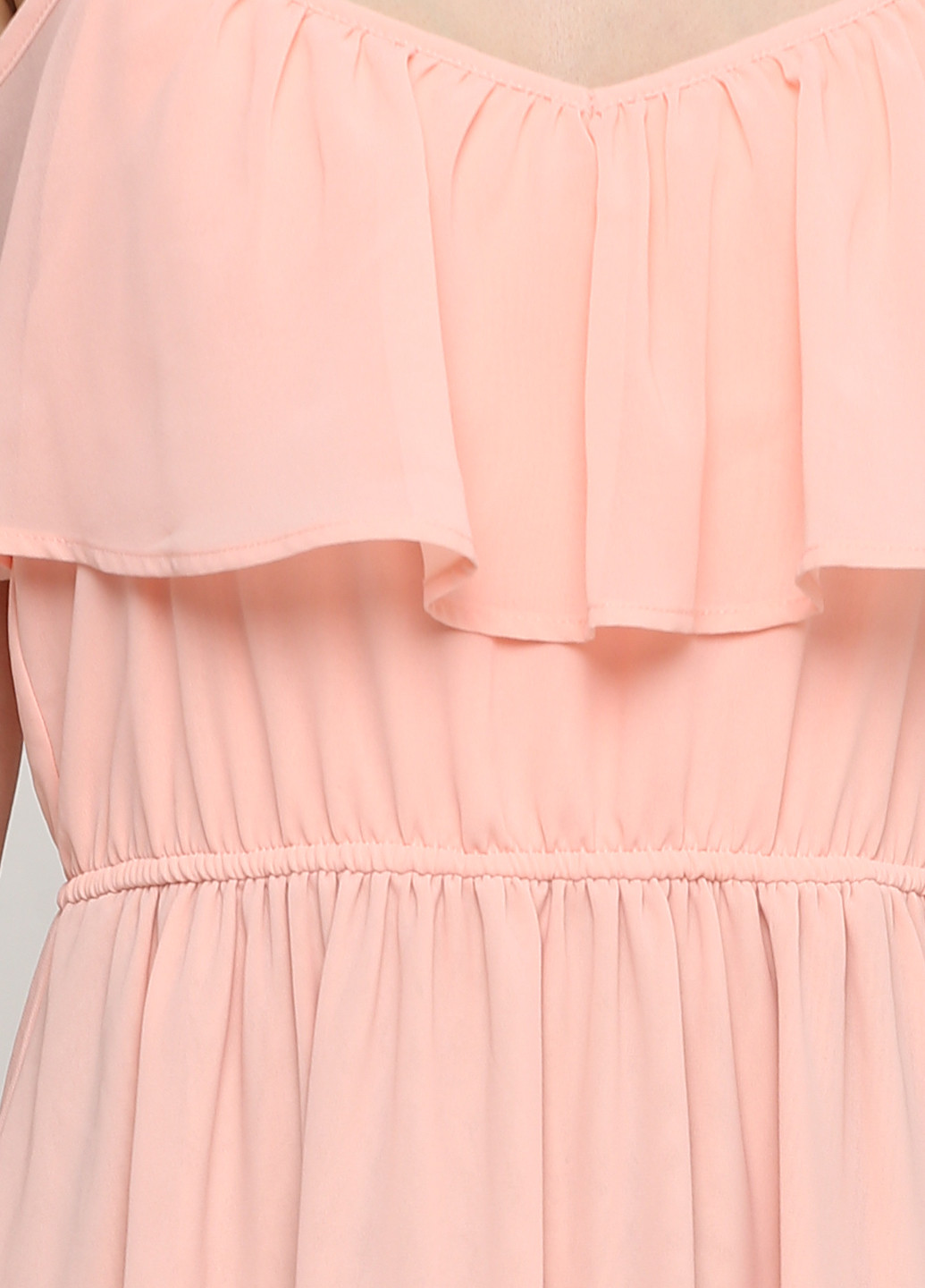 Светло-розовое кэжуал платье клеш Tom Tailor однотонное