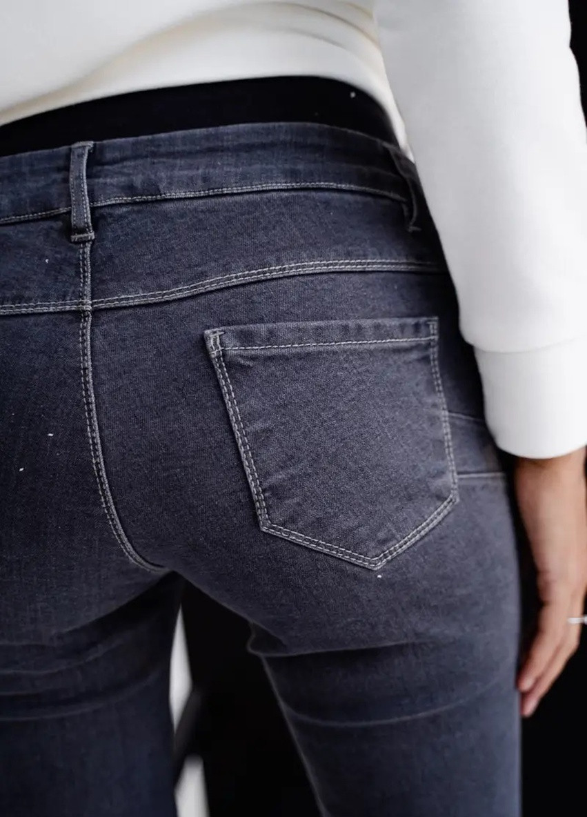Стильні джинси для вагітних прямі завужені до низу темно сірі To Be - (240628514)