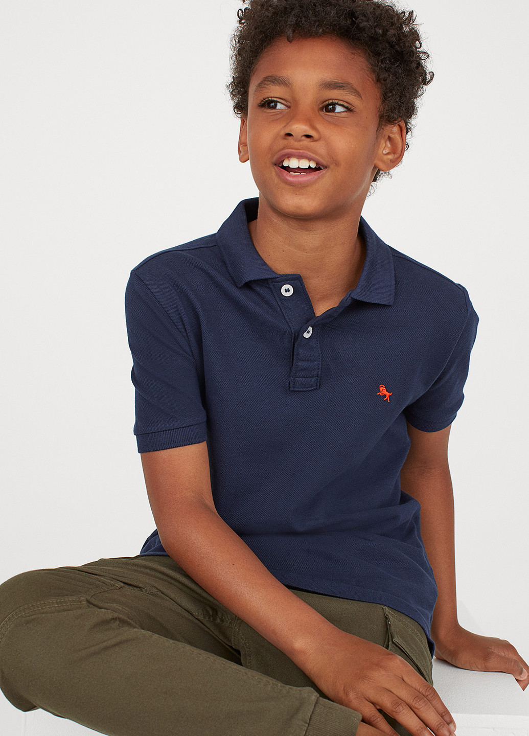 Индиго детская футболка-поло для мальчика H&M однотонная