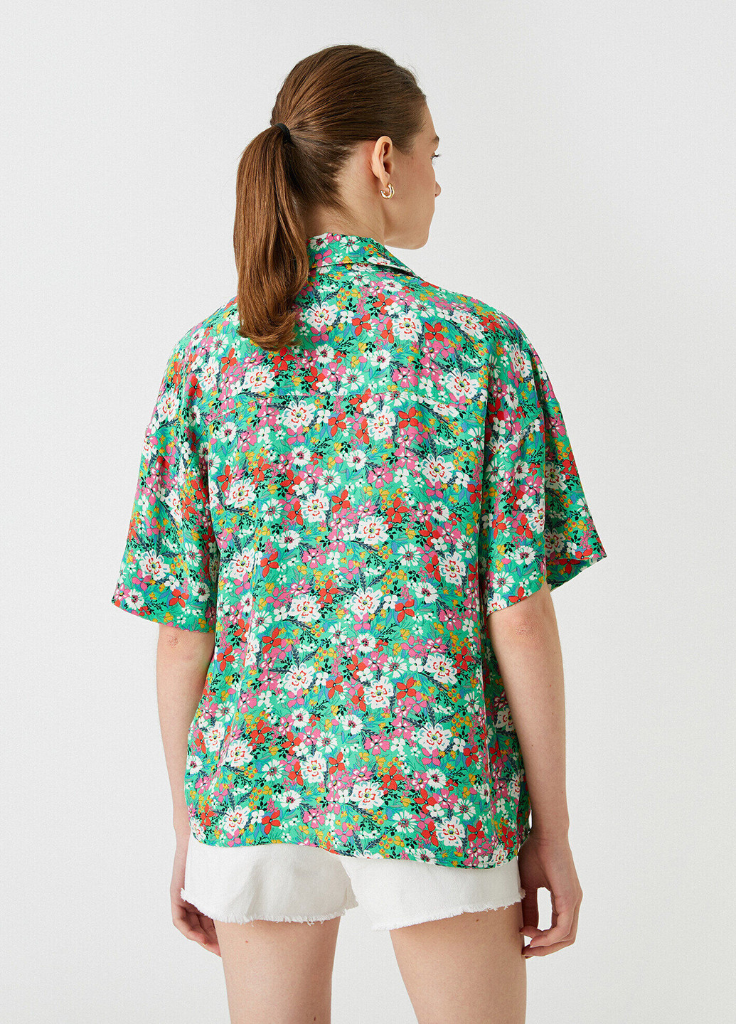 Зеленая кэжуал рубашка с цветами KOTON