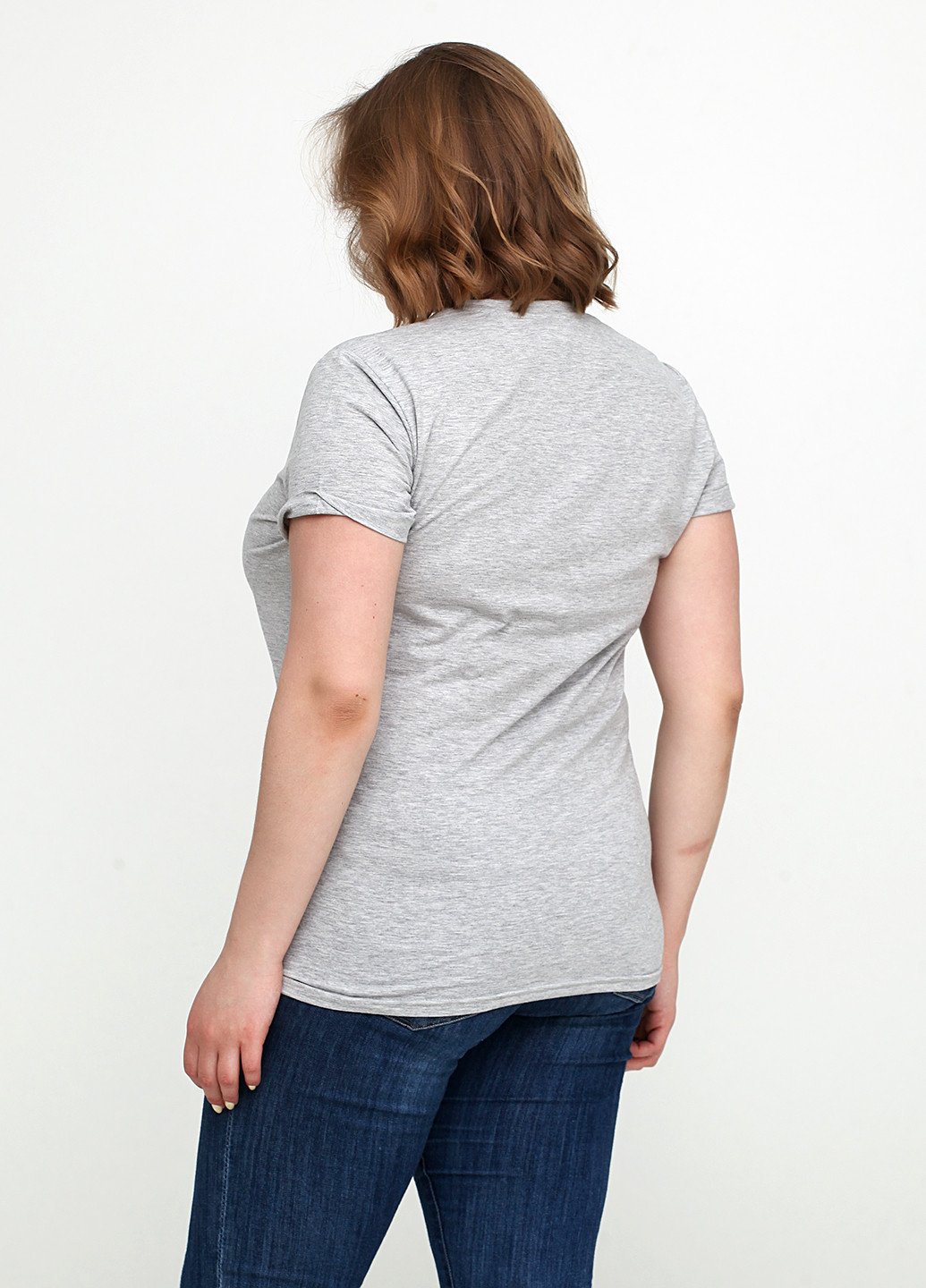 Світло-сіра літня футболка жіноча 19ж441-24 ліловий з коротким рукавом Malta