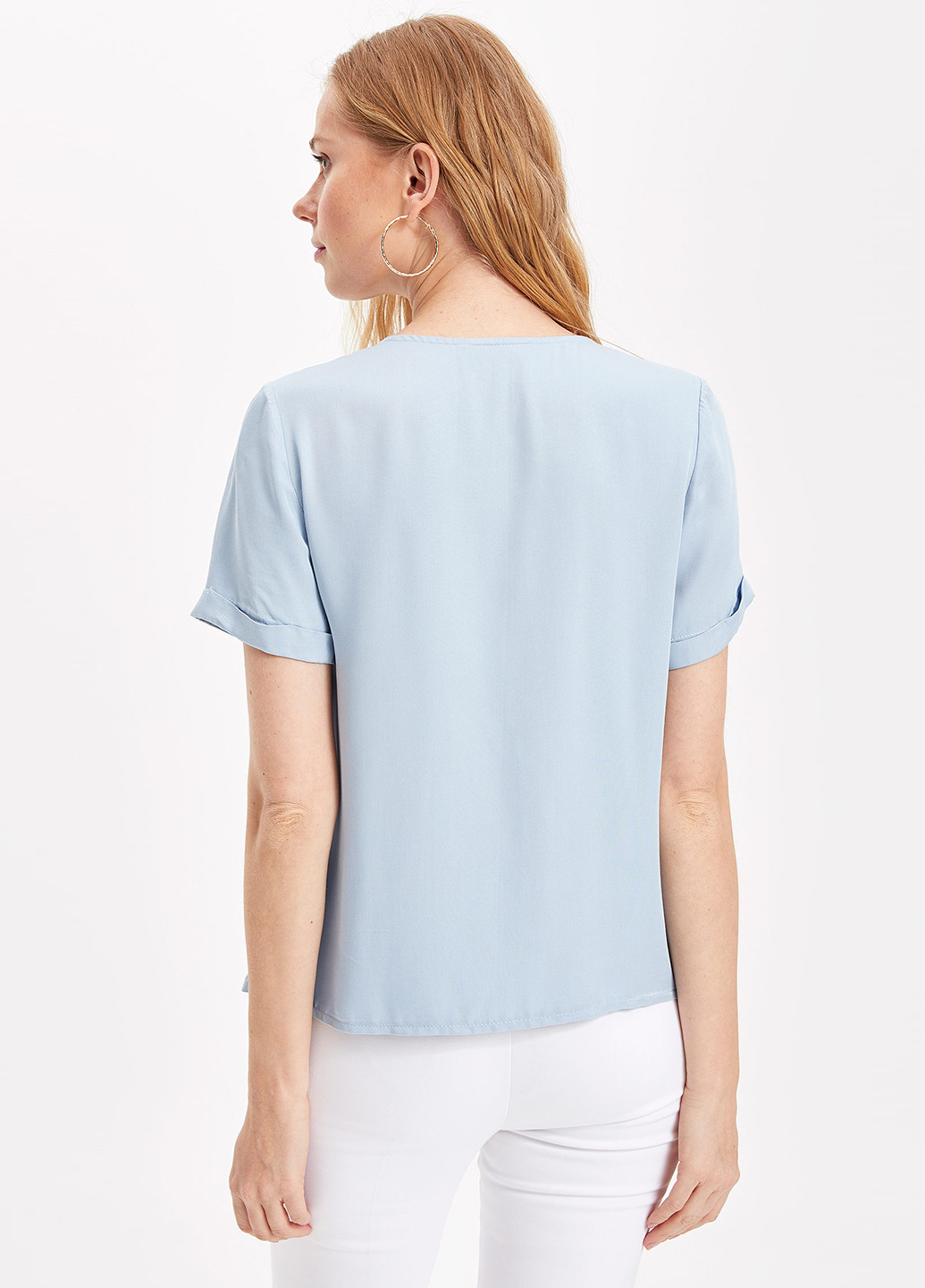 Світло-блакитна літня сорочка DeFacto