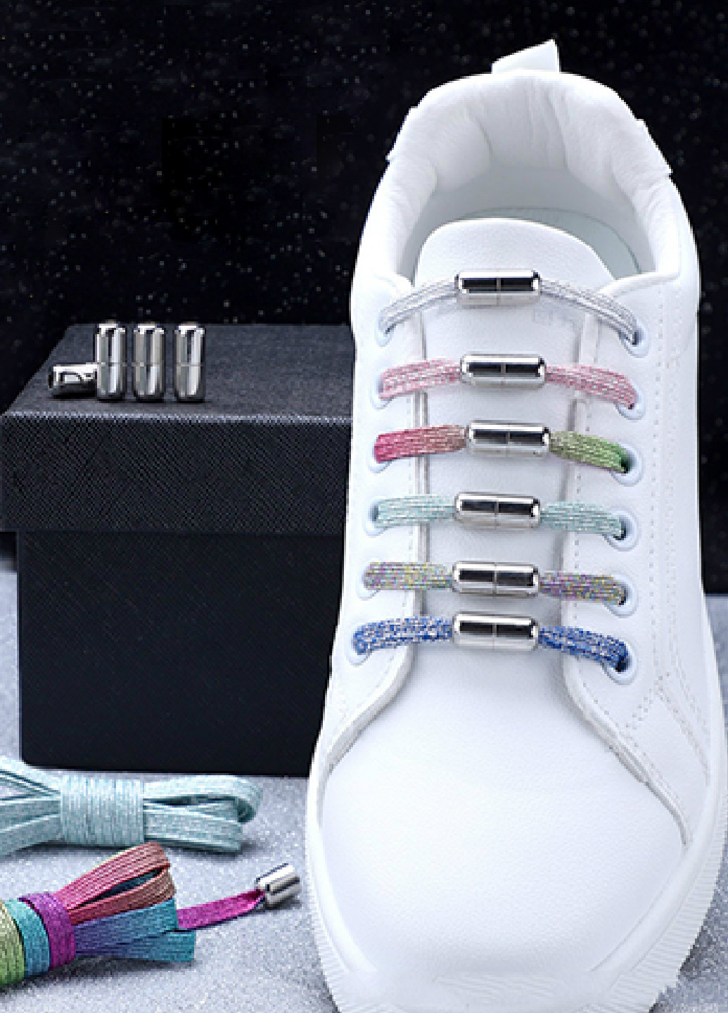 Кольорові еластичні шнурки з фіксатором закруткою, 100 см, колір №122 No Brand (254584249)