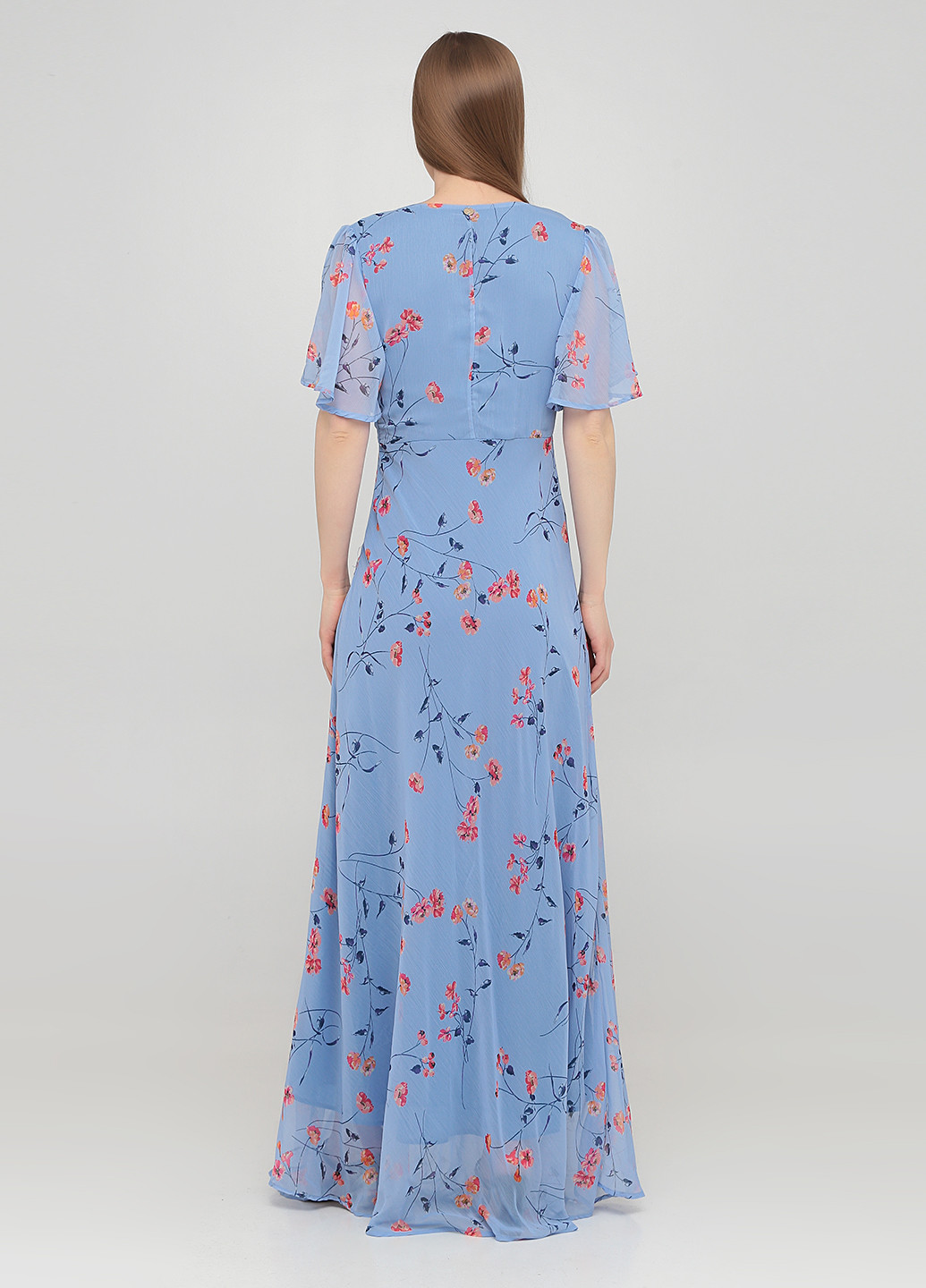 Блакитна кежуал сукня в стилі армпір Sarah Chole з квітковим принтом