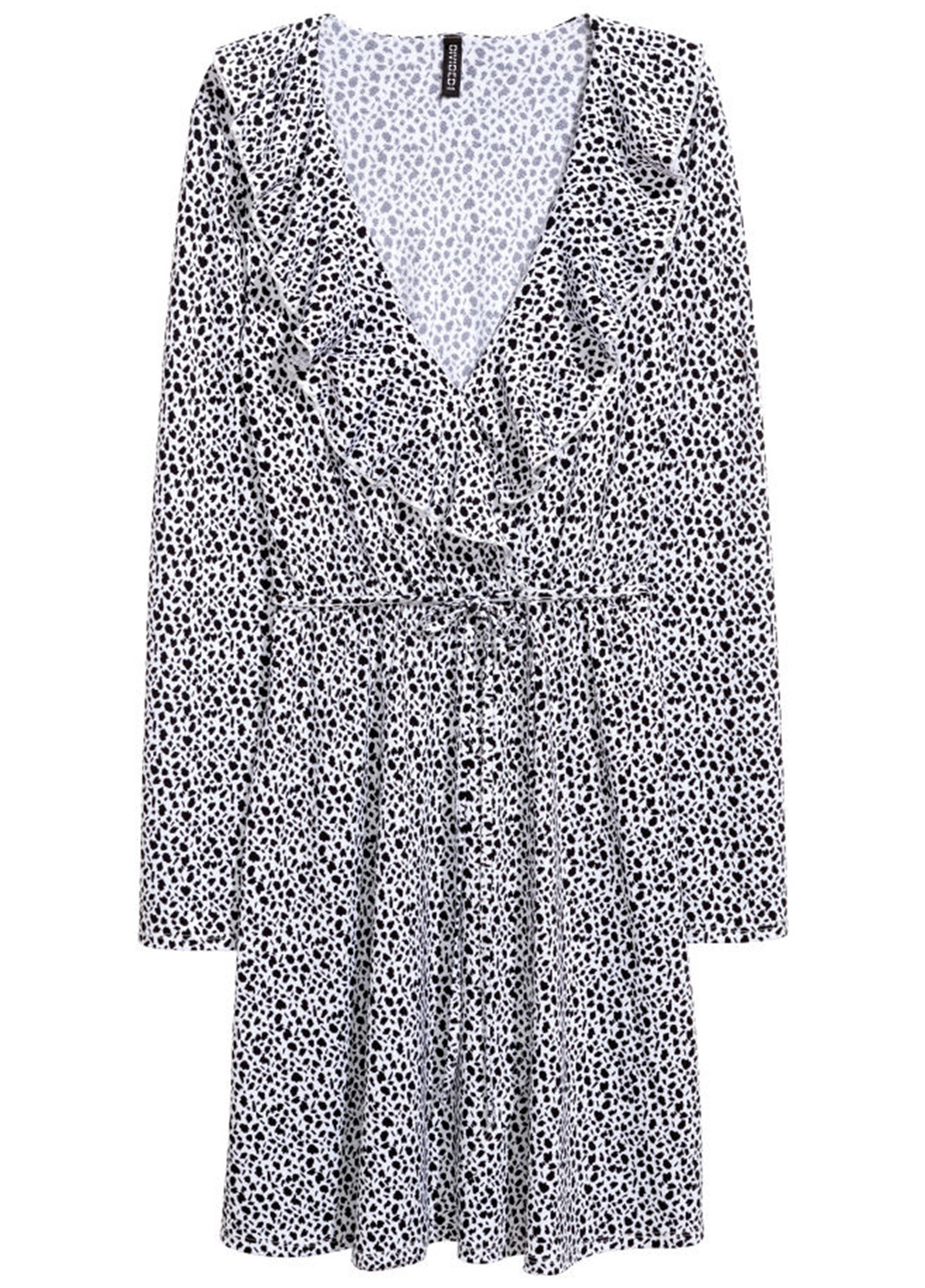 Черно-белое кэжуал платье на запах H&M с абстрактным узором