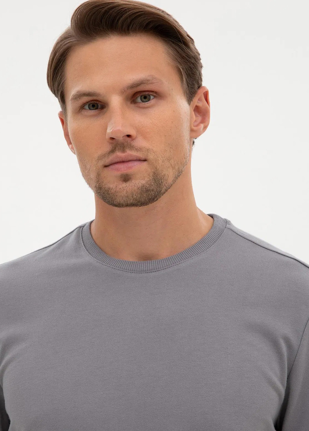 Серый свитшот Pierre Cardin однотонный без декора (366422664)