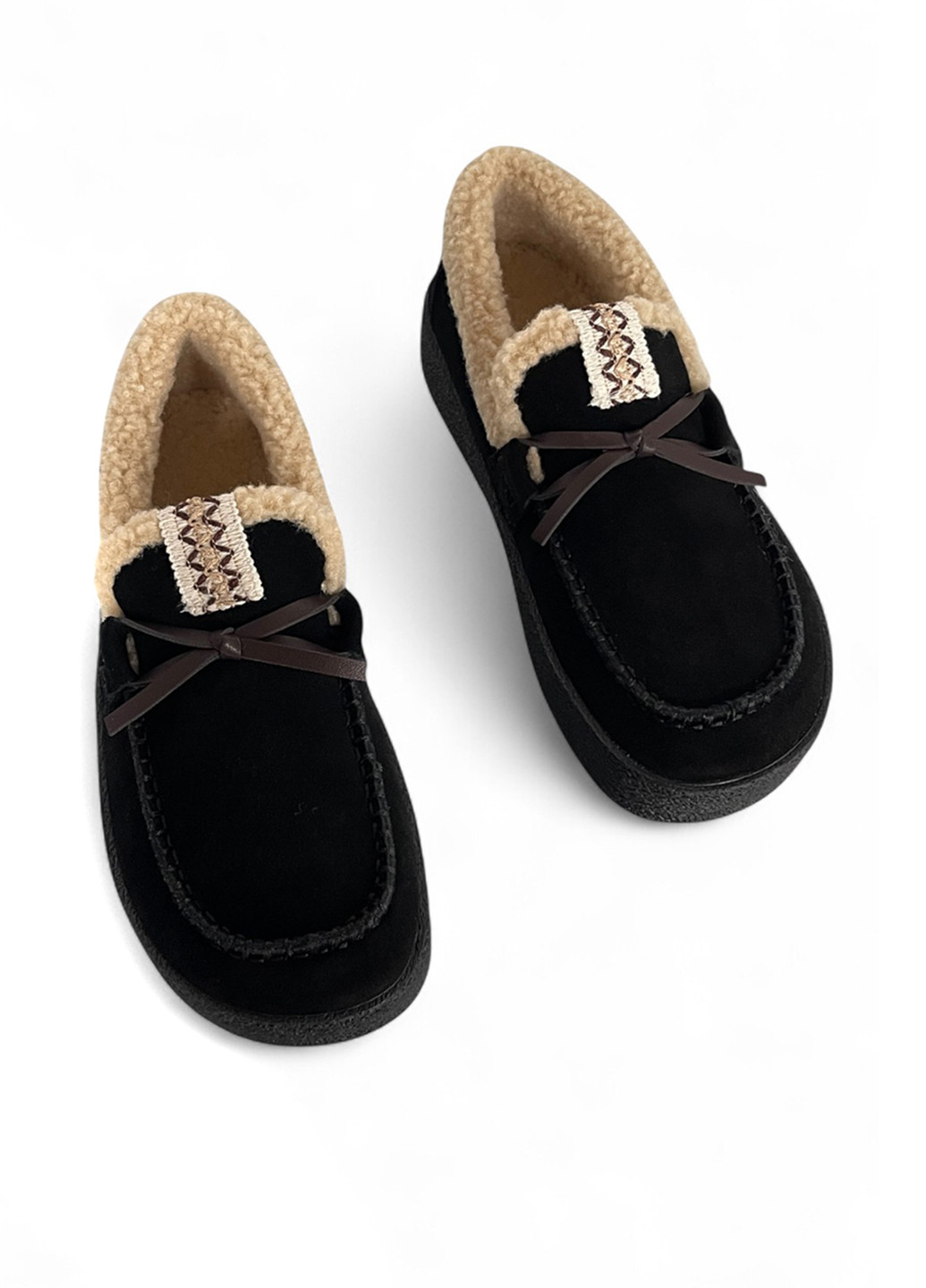 Черные слипоны ALLSY с бантом однотонные