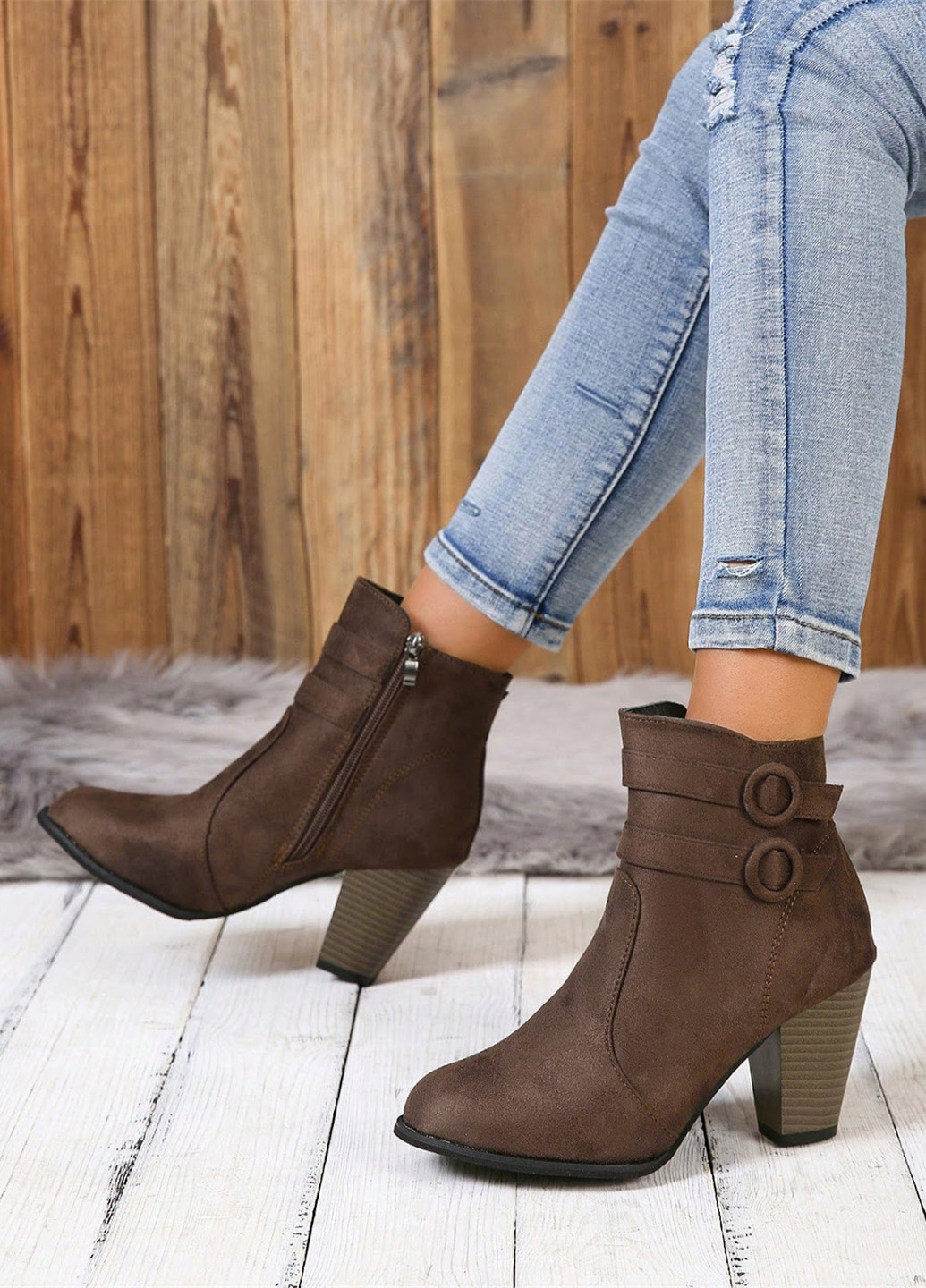 Коричневые демисезонная ботильоны SHEIN