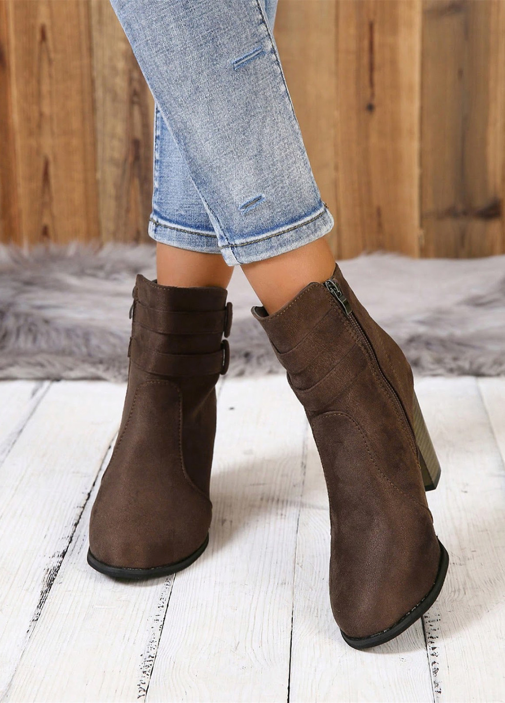 Коричневые демисезонная ботильоны SHEIN