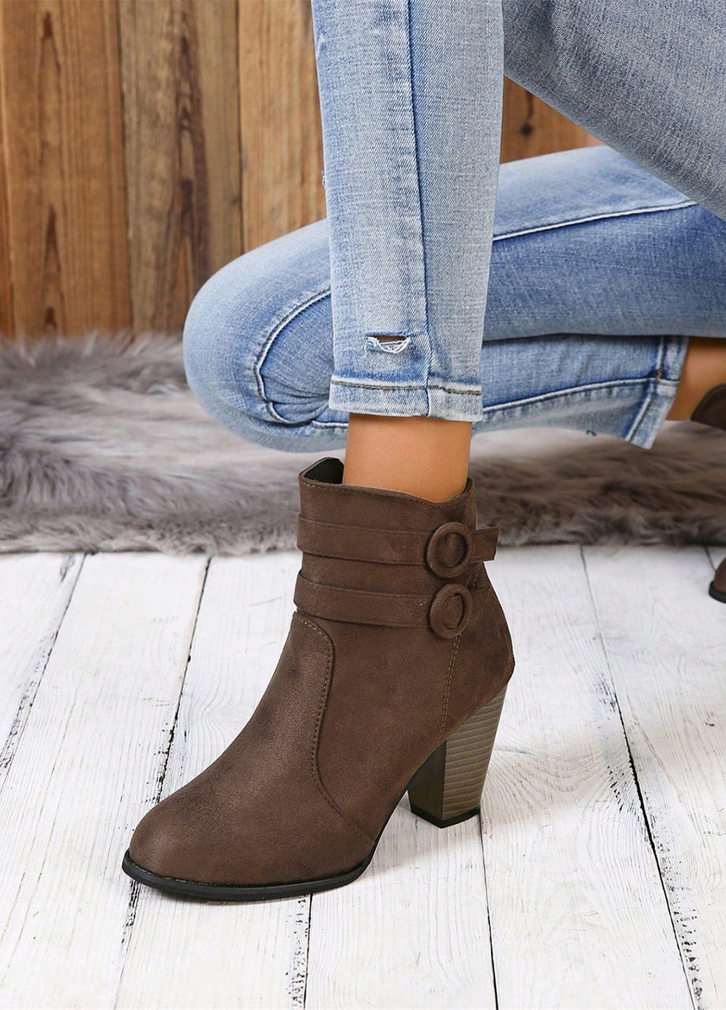 Коричневые демисезонная ботильоны SHEIN