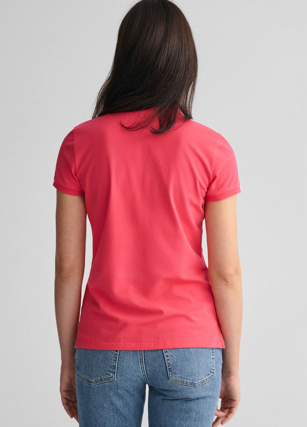 Малиновая женская футболка-поло Gant однотонная