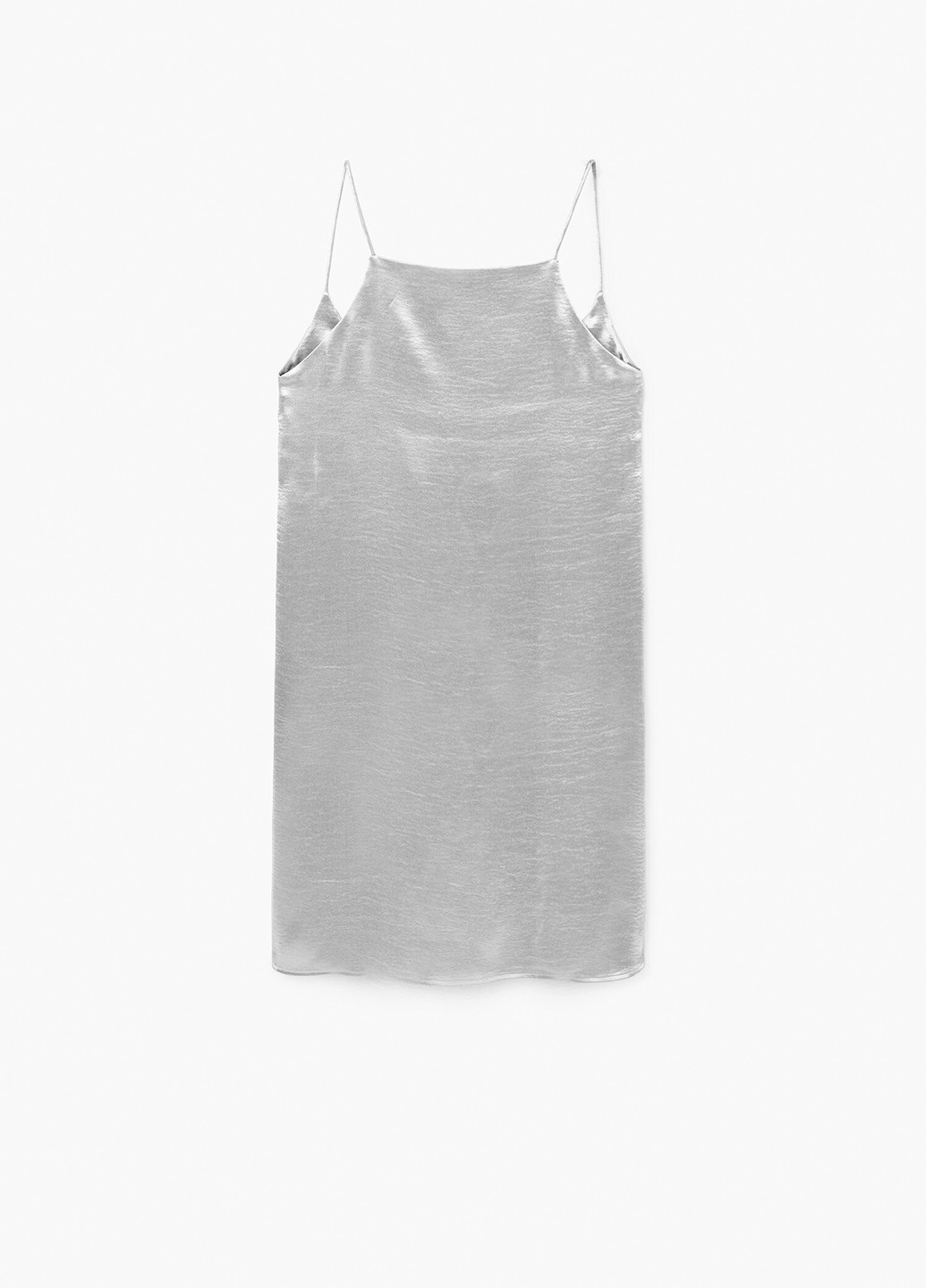 Серебряное коктейльное платье футляр Mango однотонное