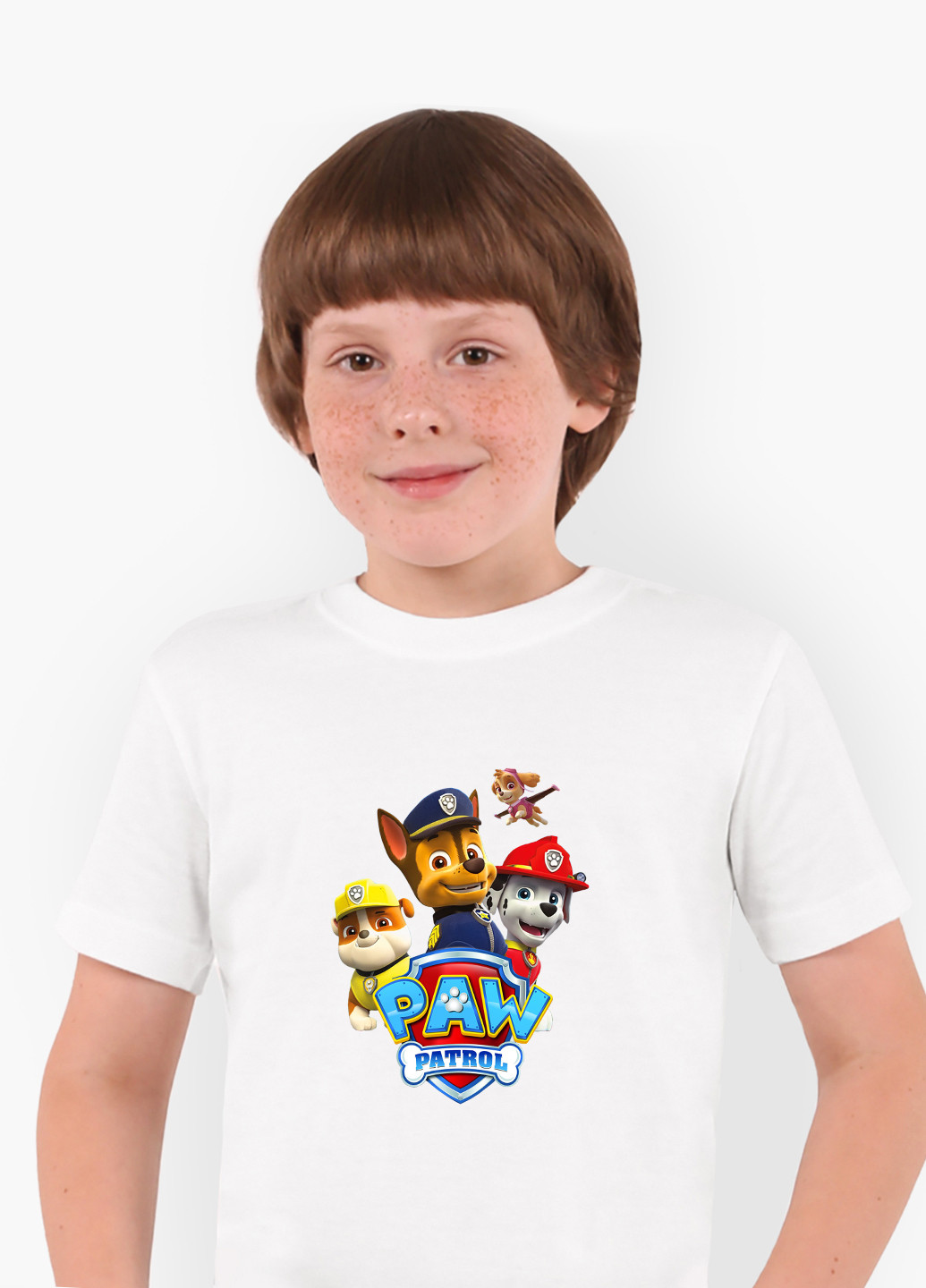 Белая демисезонная футболка детская щенячий патруль (paw patrol)(9224-1606) MobiPrint