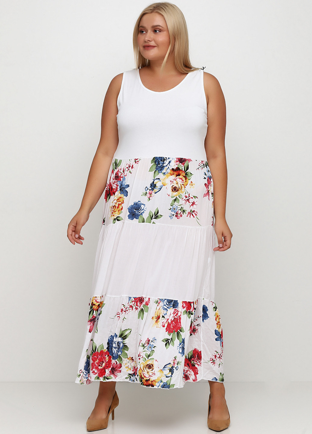 Комбинированное кэжуал платье платье-майка Line с цветочным принтом