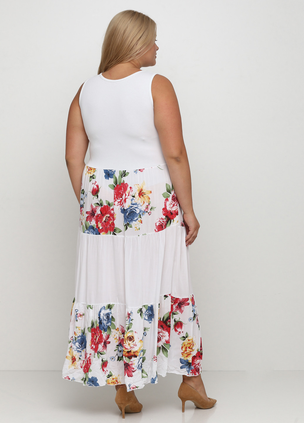 Комбинированное кэжуал платье платье-майка Line с цветочным принтом