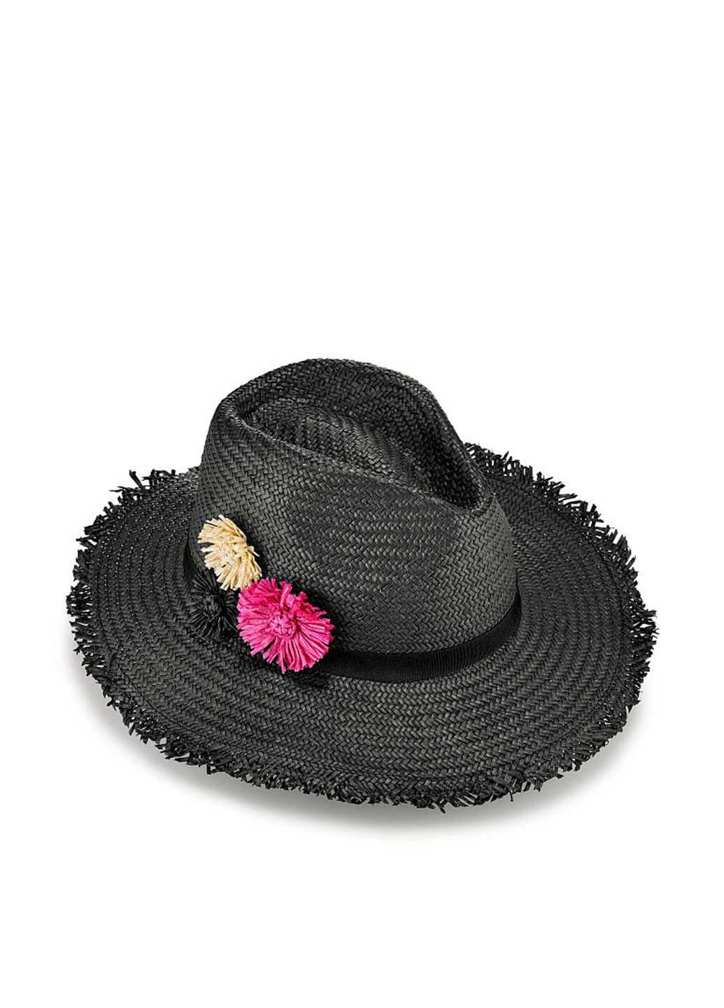 Шляпа Victoria's Secret федора однотонная чёрная пляжная бумага
