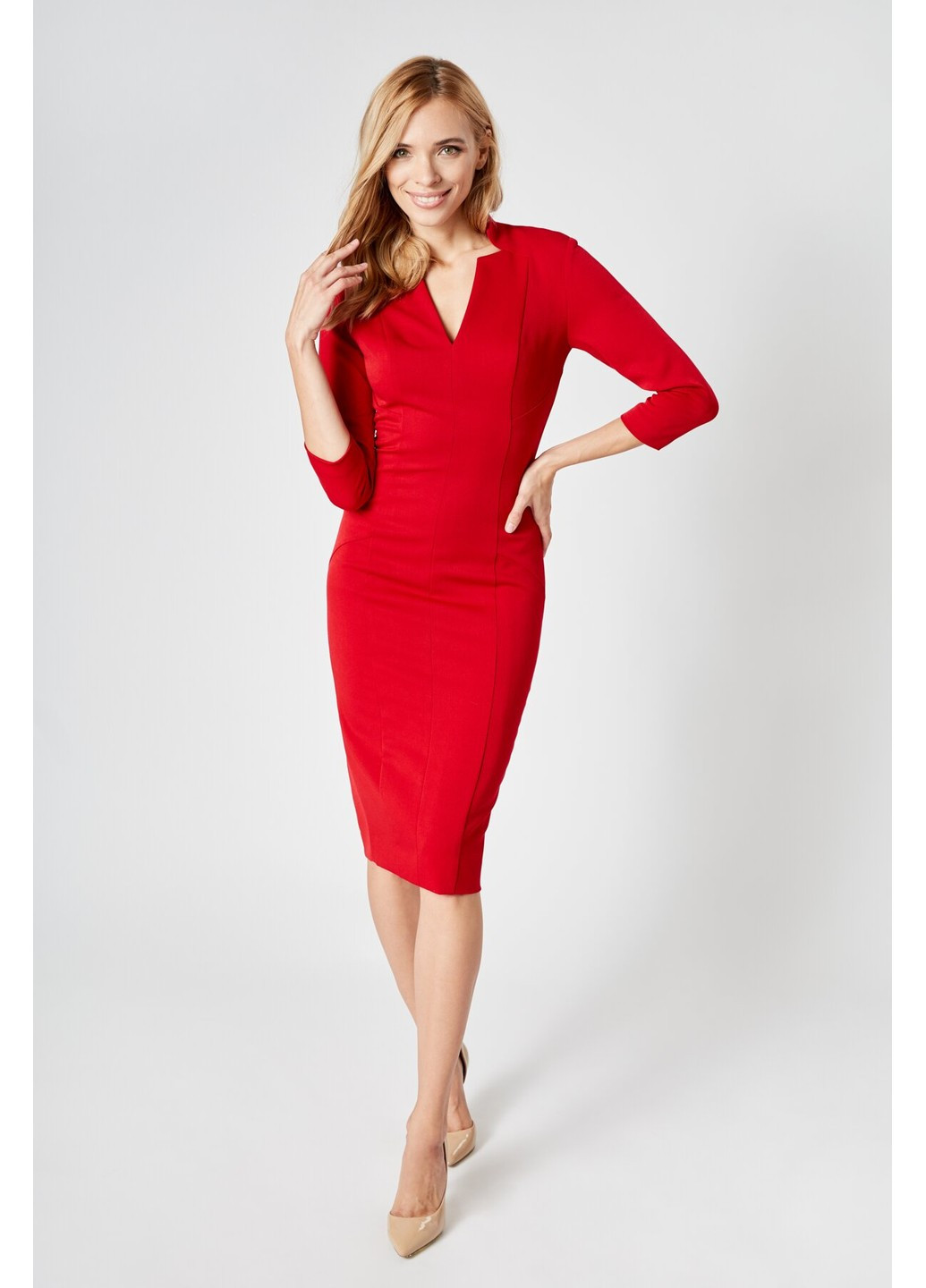 Красное деловое платье рейчел футляр BYURSE однотонное