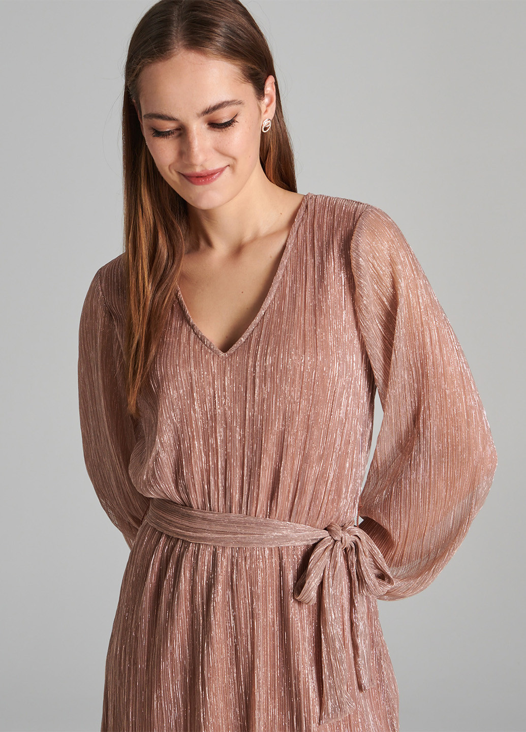 Розово-коричневое коктейльное платье Sinsay однотонное