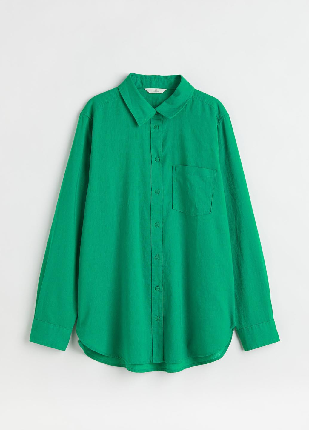 Зеленая кэжуал рубашка однотонная H&M