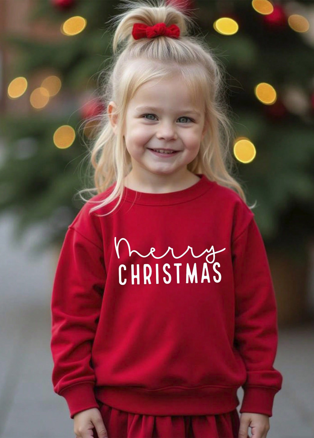 SHEIN світшот новорічний червоний святковий поліестер, двунитка з начосом