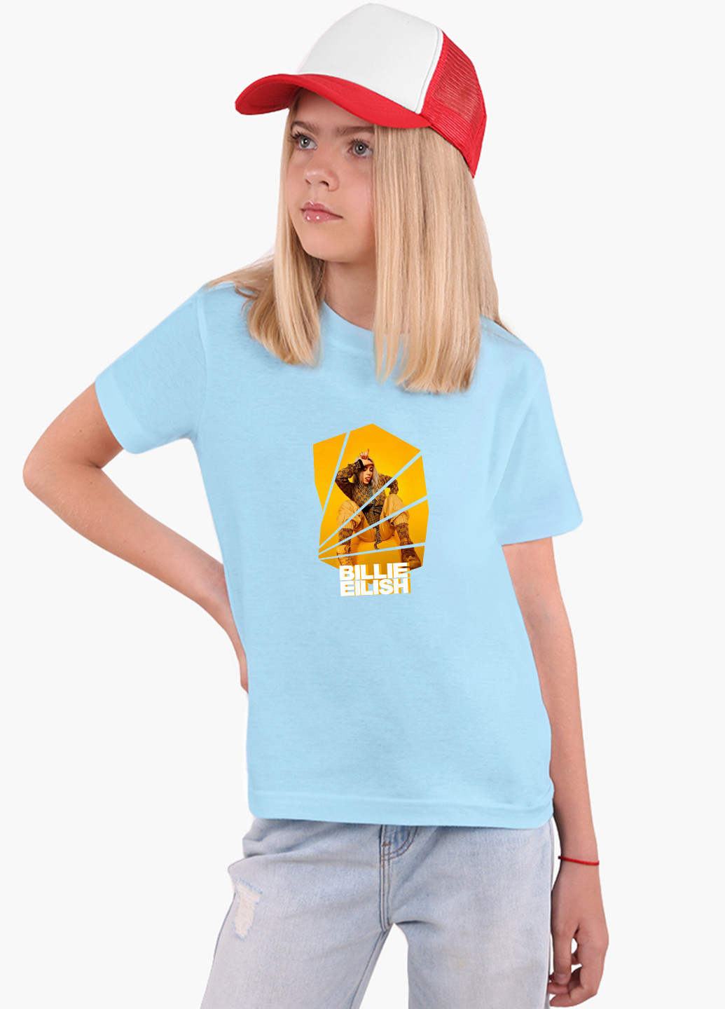 Блакитна демісезонна футболка дитяча біллі айлиш (billie eilish) (9224-1216) MobiPrint