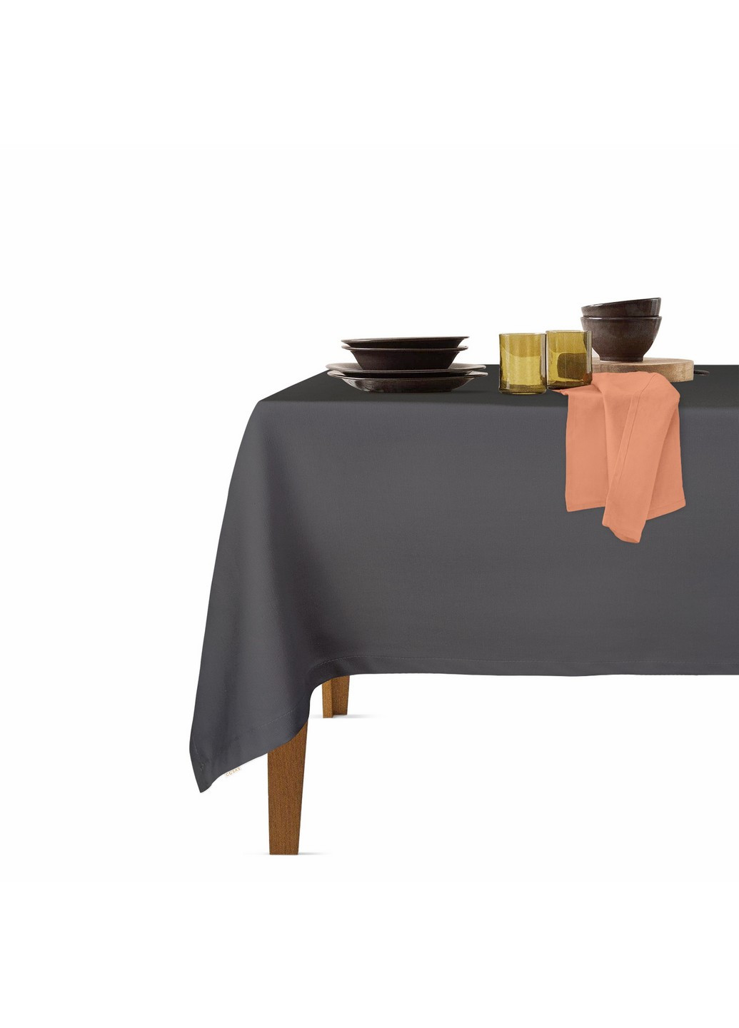 Столовый набор для сервировки стола скатерть Graphite 140х180 и салфетки тканевые Terrakot 35х35 - 4 шт (4822052073858) Cosas (252506551)