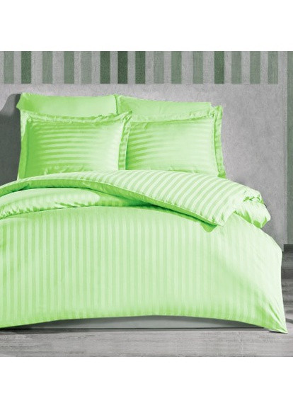 Комплект постельного белья Stripe Pistache сатин-страйп зеленый полуторный SoundSleep (208688514)