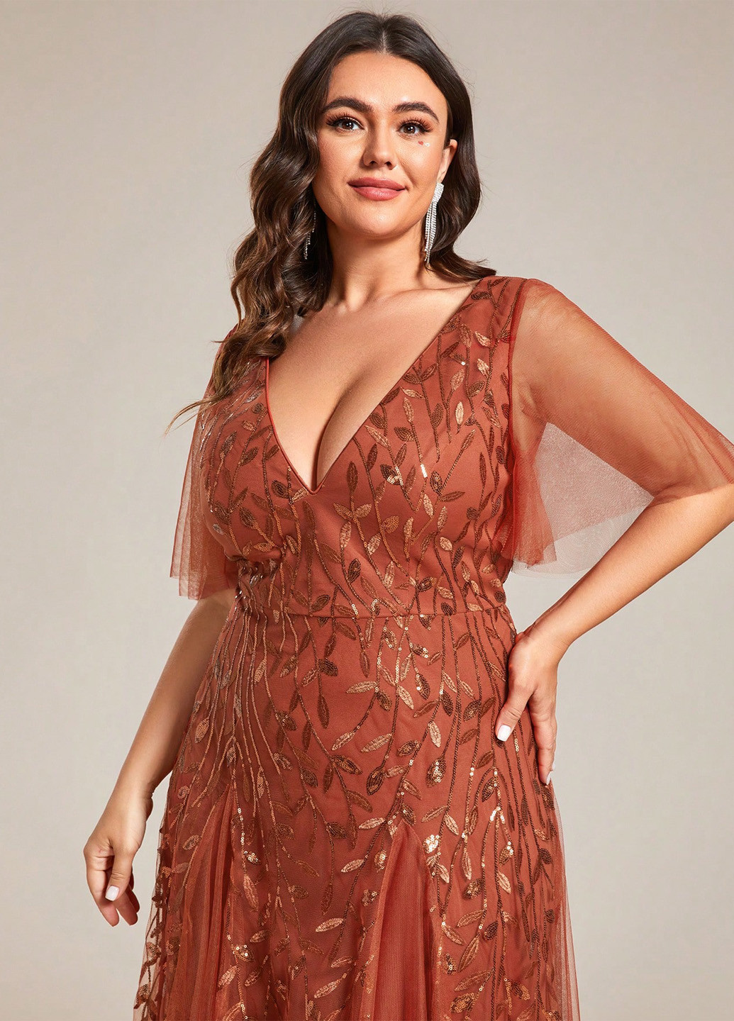 Помаранчева святковий, вечірня сукня а-силует, з відкритою спиною SHEIN однотонна