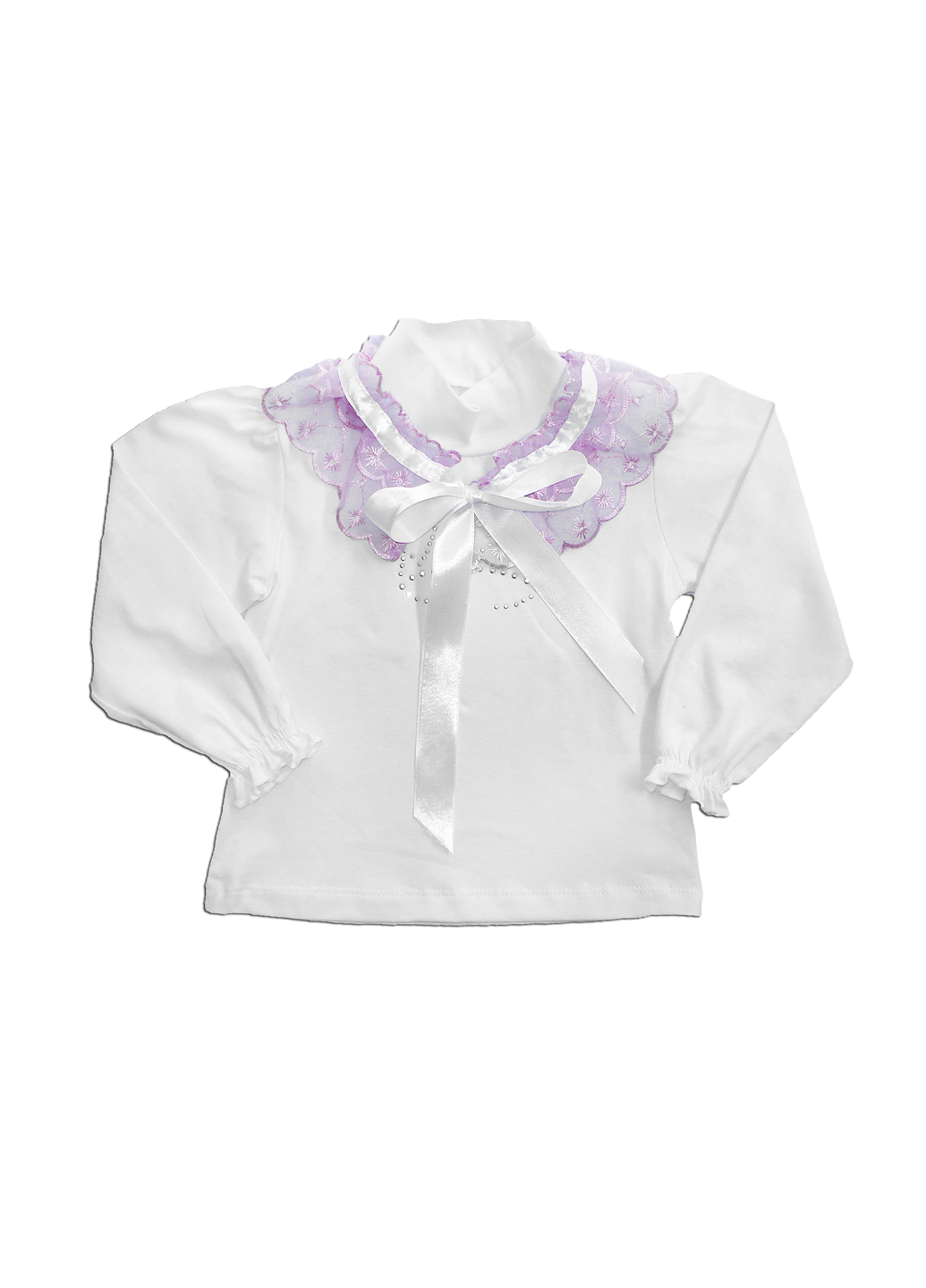 Сиреневая однотонная блузка с длинным рукавом AV Style демисезонная