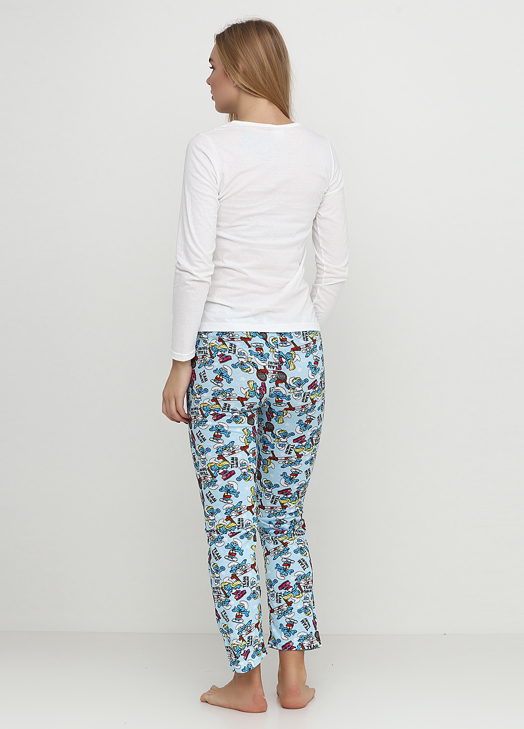 Блакитний демісезонний комплект (лонгслив, брюки, маска для сна) Stil Moda Pijama