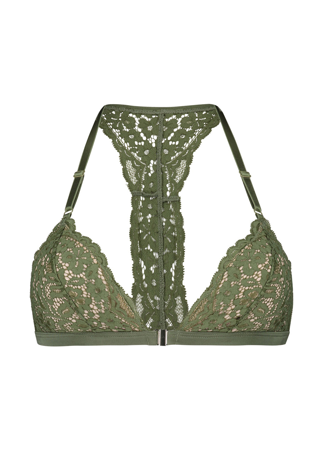 Зелений тріенджел бюстгальтер Hunkemoller без кісточок мереживо, поліамід
