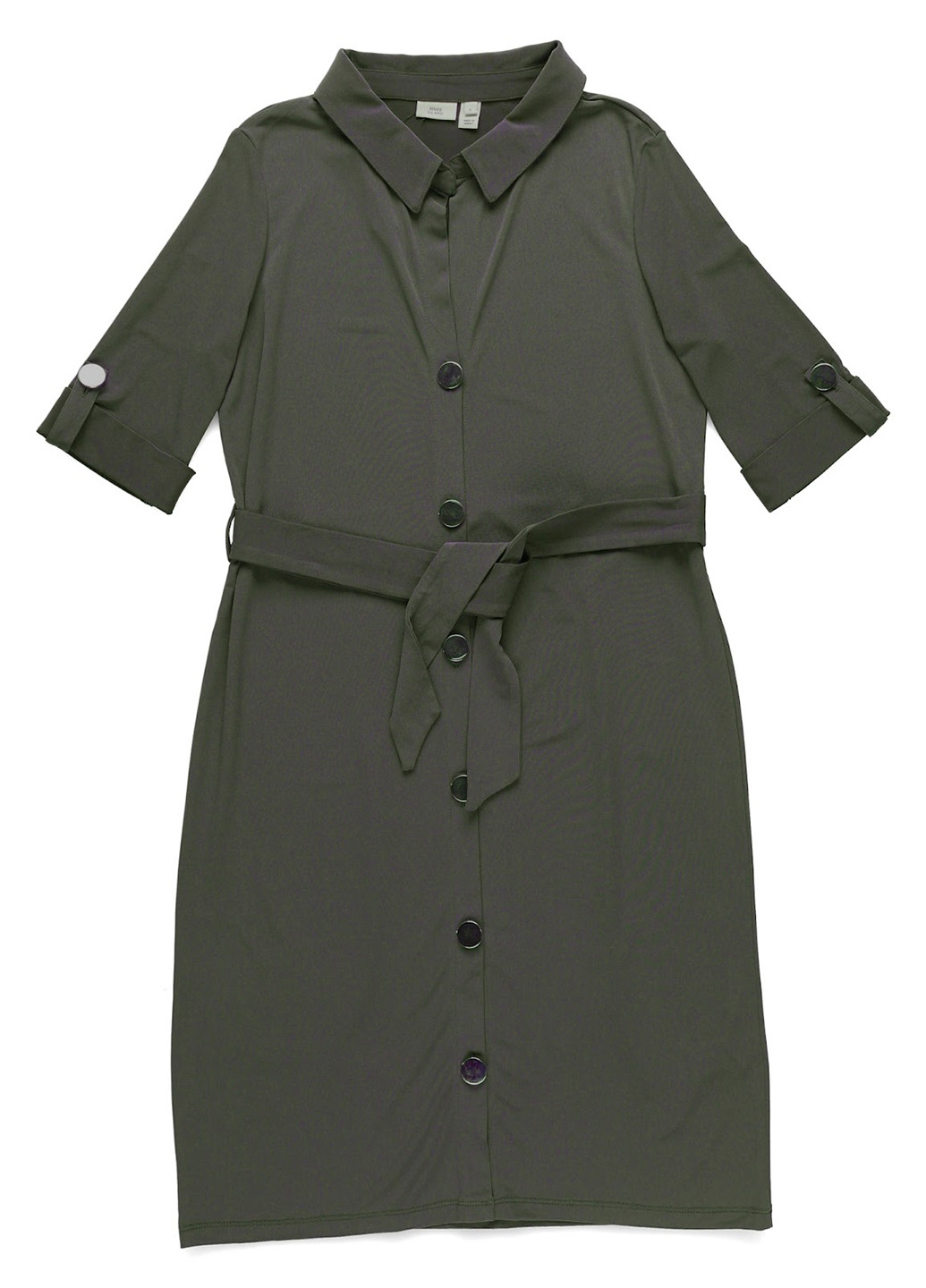 Оливковое (хаки) кэжуал платье рубашка River Island однотонное