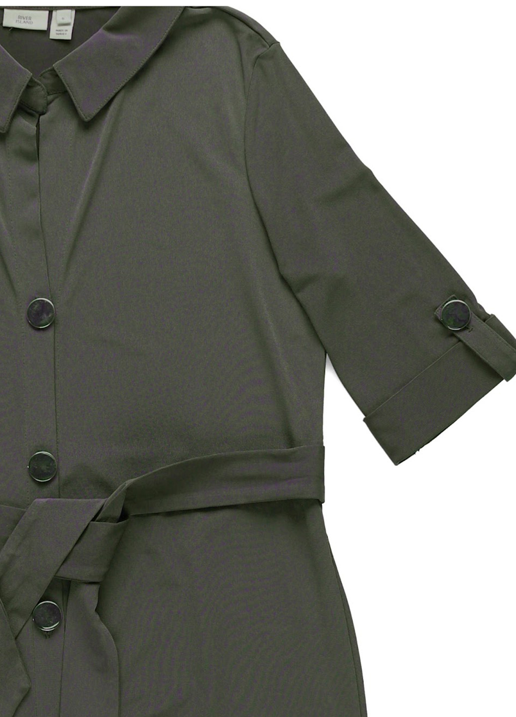 Оливковое (хаки) кэжуал платье рубашка River Island однотонное