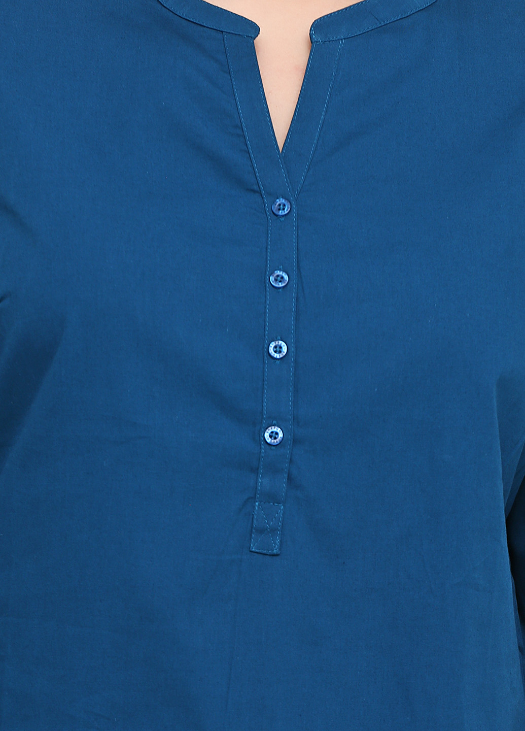 Синяя кэжуал рубашка однотонная Sheego