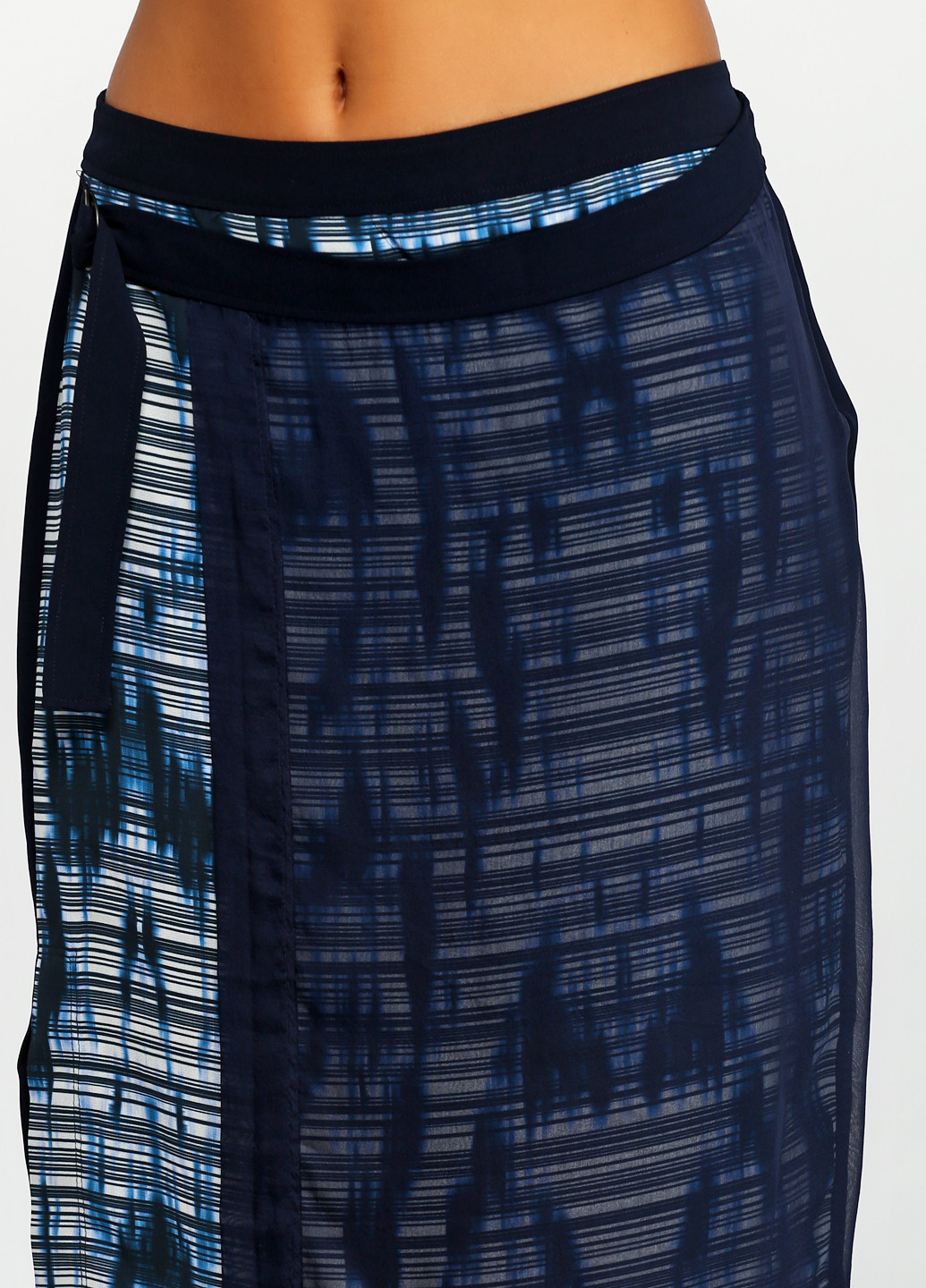 Синяя кэжуал с абстрактным узором юбка DKNY на запах