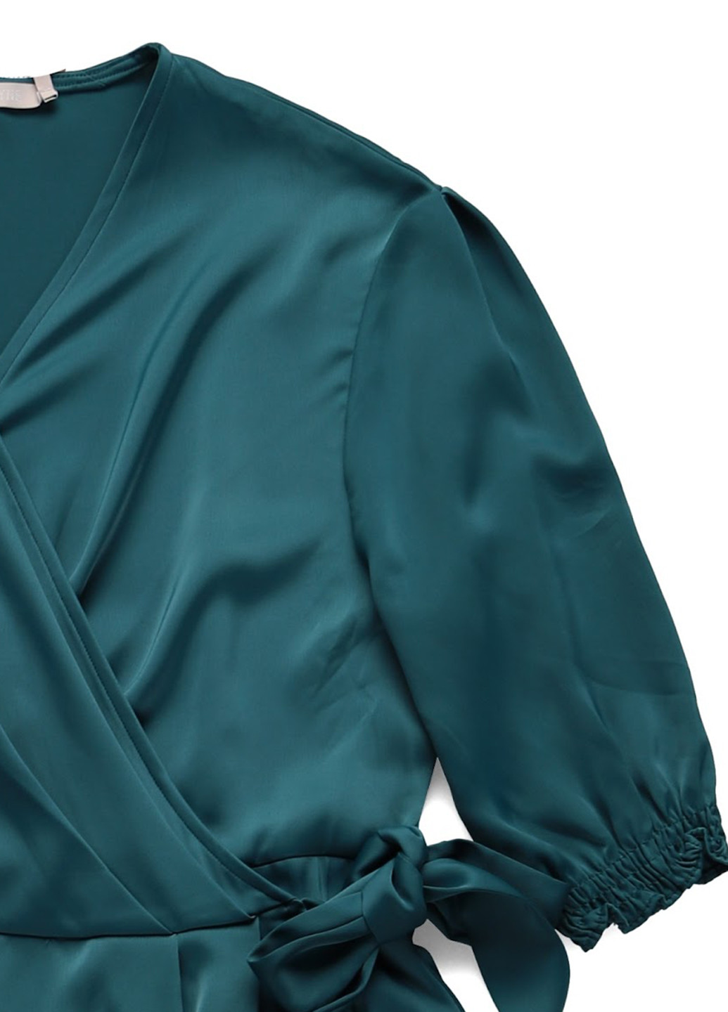 Морської хвилі кежуал сукня на запах, в стилі армпір AERYNE однотонна