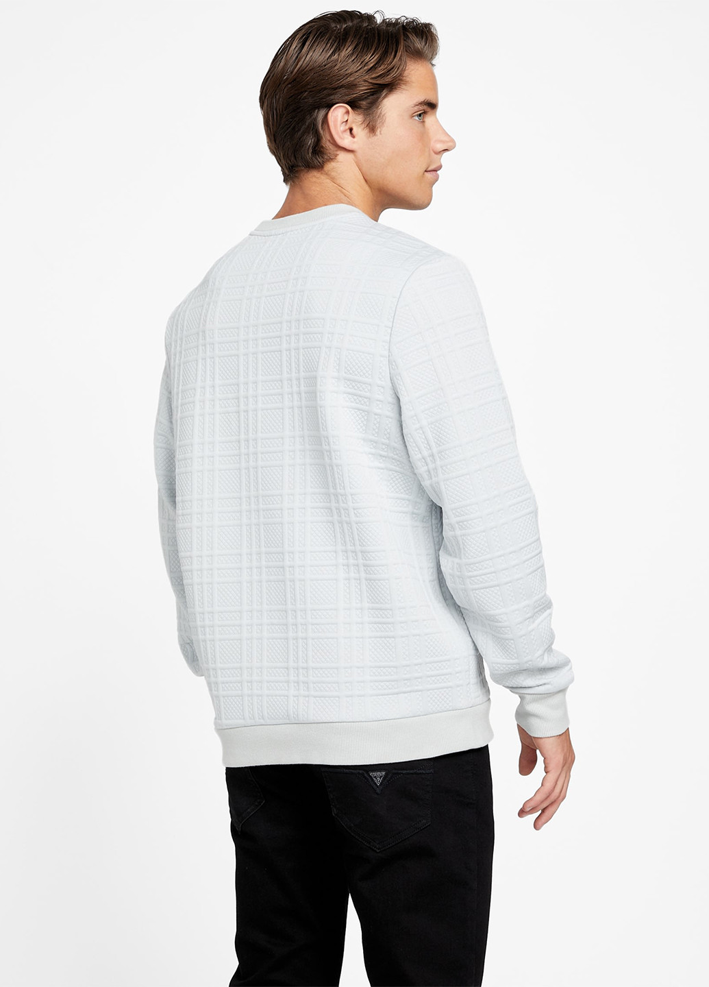 Серый свитшот Guess однотонный нашивки (289787221)