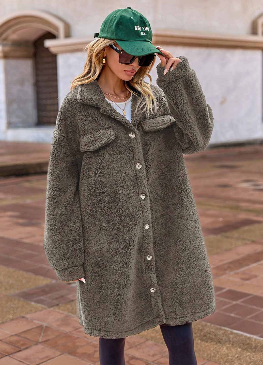 Темно-зелене демісезонне Пальто оверсайз SHEIN